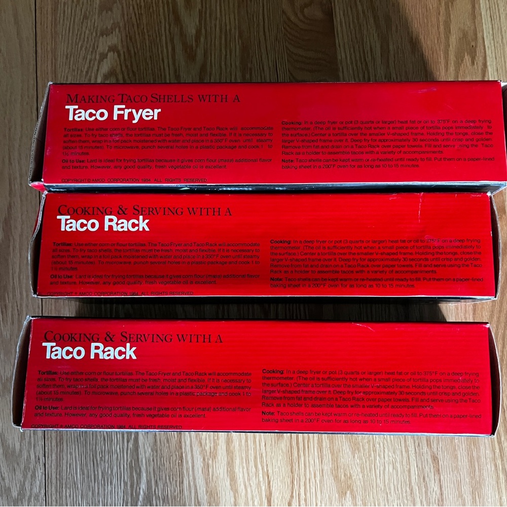 Vintage Red Taco Fryer and Rack Set